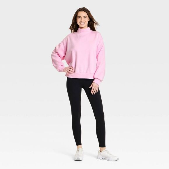 JoyLab - Women's Mock Neck Sweatshirt - JoyLab  Light Pink  Pink - Picture 3 of 3